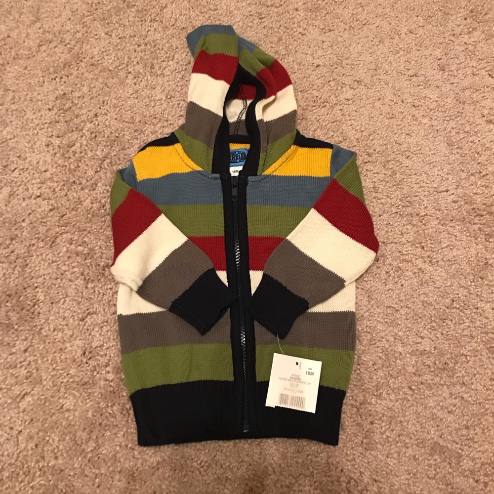 BNWT Infant Boy Striped Zip Up Sweater